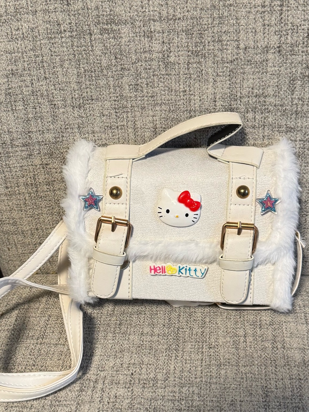 Hello Kitty White Faux-Fur Crossbody